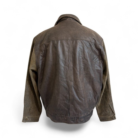 The Territory Ahead Leather  Bomber Jacket Men's XL Brown‎ Green - Picture 6 of 9